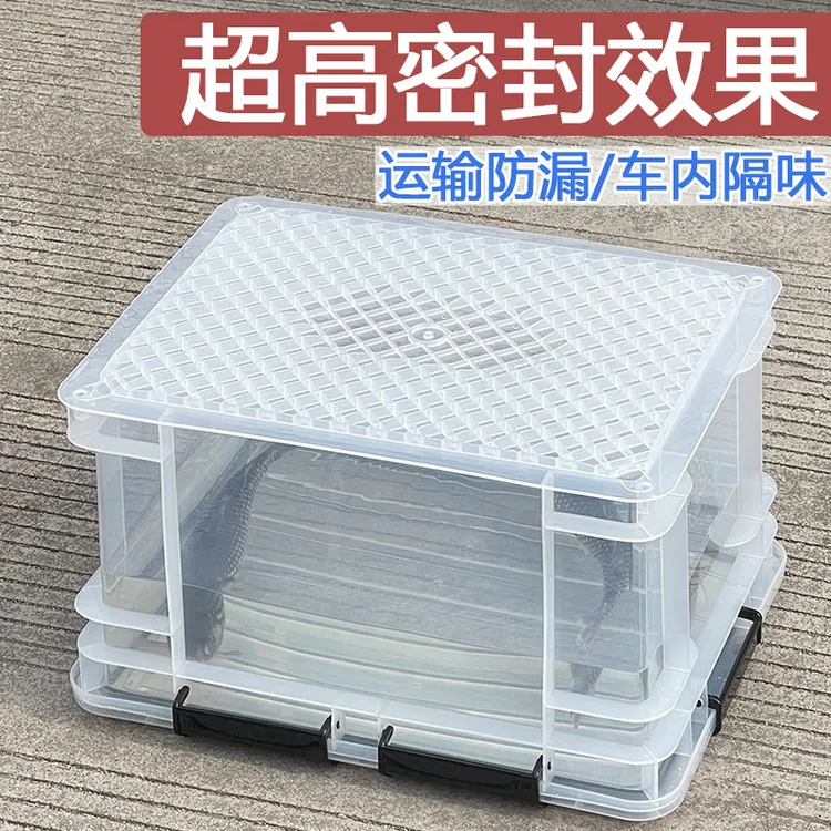 装鱼运输活鱼桶车载隔味防漏钓鱼箱溪流路亚箱透明加厚密封收纳箱