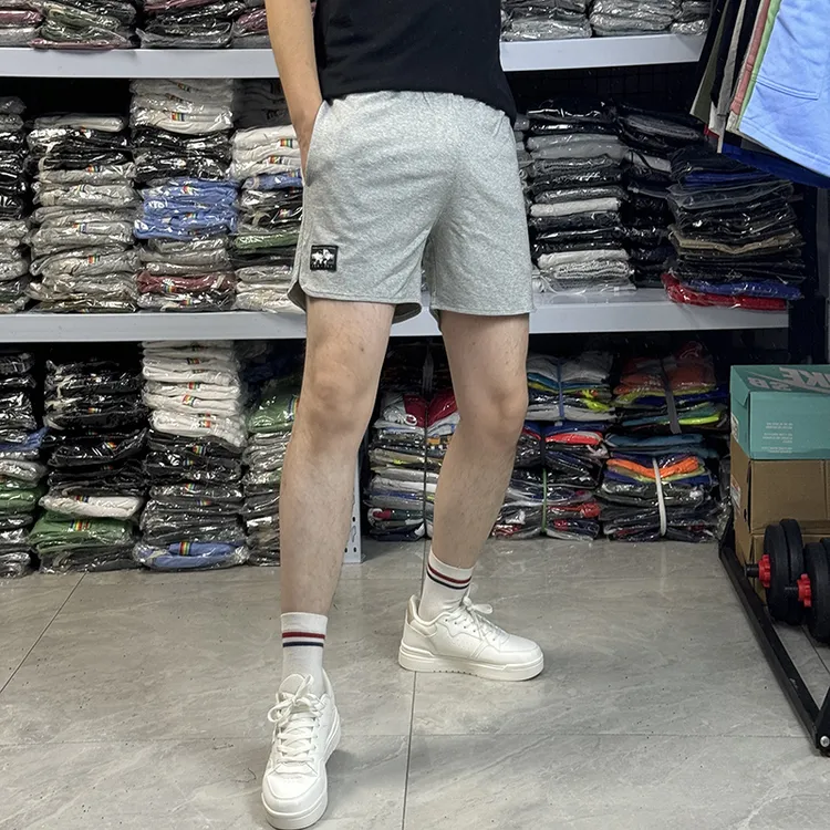 弹力棉开衩运动短裤男士时尚潮流健身训练三分裤松紧腰系带运动裤