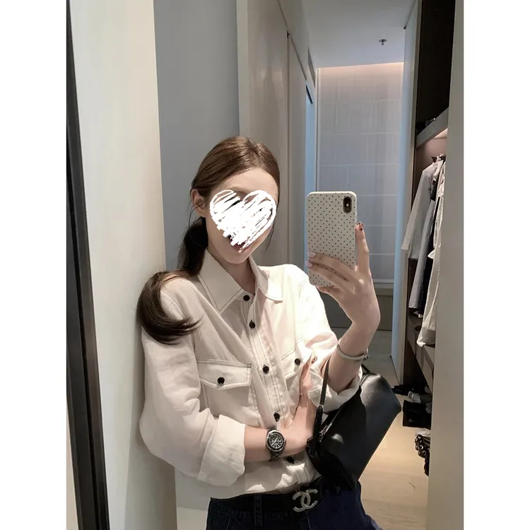 夏季薄款透气宽松撞色明线衬衫长袖防晒衫  81021