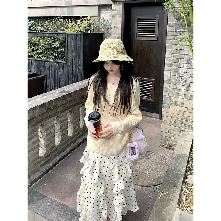 秋装搭配一整套松弛感穿搭慵懒度假风连衣裙子温柔韩系气质套装女