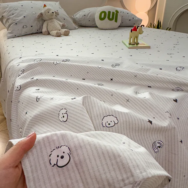 ins风可爱小狗床单单件纯棉100%全棉2025新款四季通用被单可裸睡