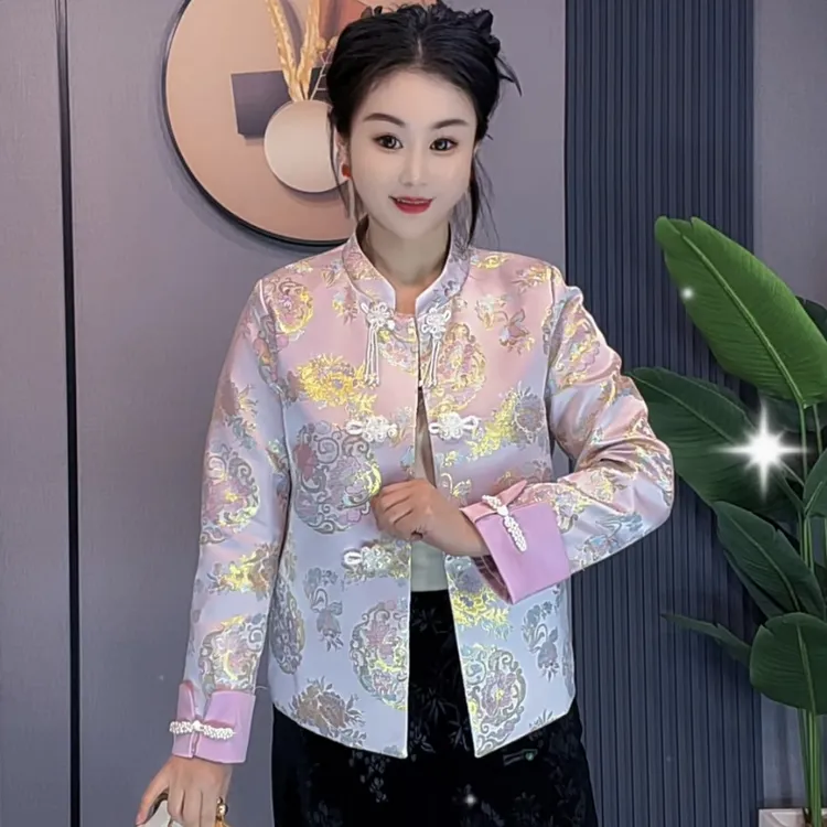 外套女春秋新国风款气质洋气刺绣复古盘扣唐装时尚短款上衣网红