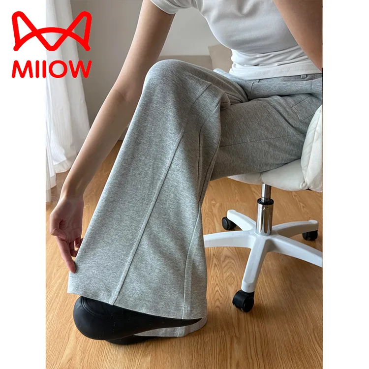 MiiOW/猫人低腰垂感窄版西装裤女2025新款春秋款休闲阔腿微喇裤子