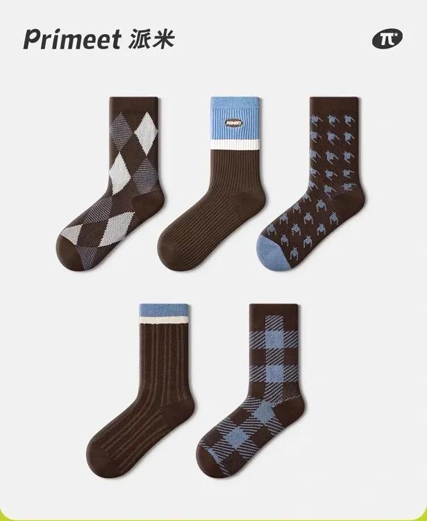 primeet美拉德女款秋冬棕色学院风ins潮袜百搭堆堆袜