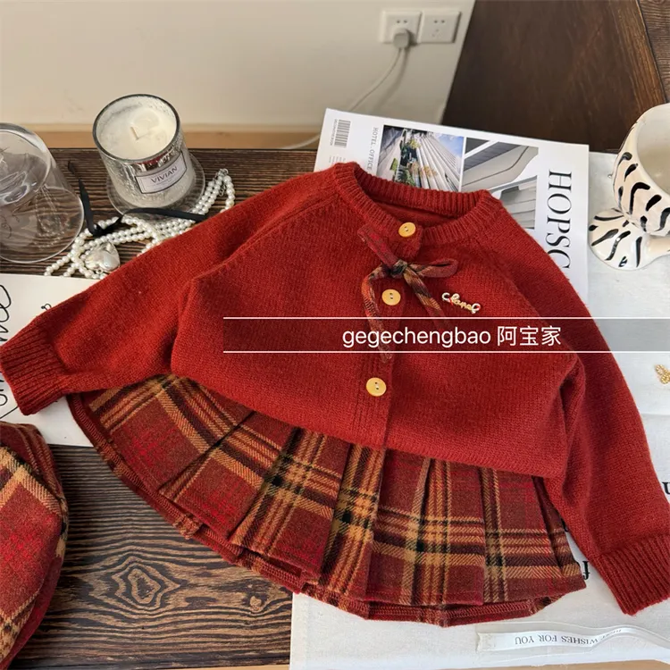 女童秋冬套装2025秋新款韩版童装女宝宝加厚两件套P671