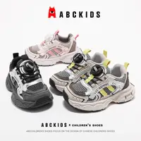 Abckids童鞋2025秋季新款男女童时尚百搭软底网面透气运动老爹鞋