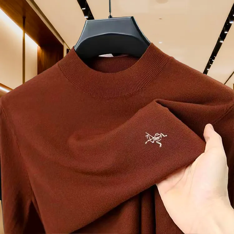 【奥莱撤柜】正品刺绣鸟男士绵羊毛衫冬季高档半高领针织打底衫毛衣