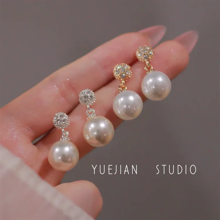 铜合金耳饰 新年本命年镀金耳夹温婉满钻超闪气质百搭