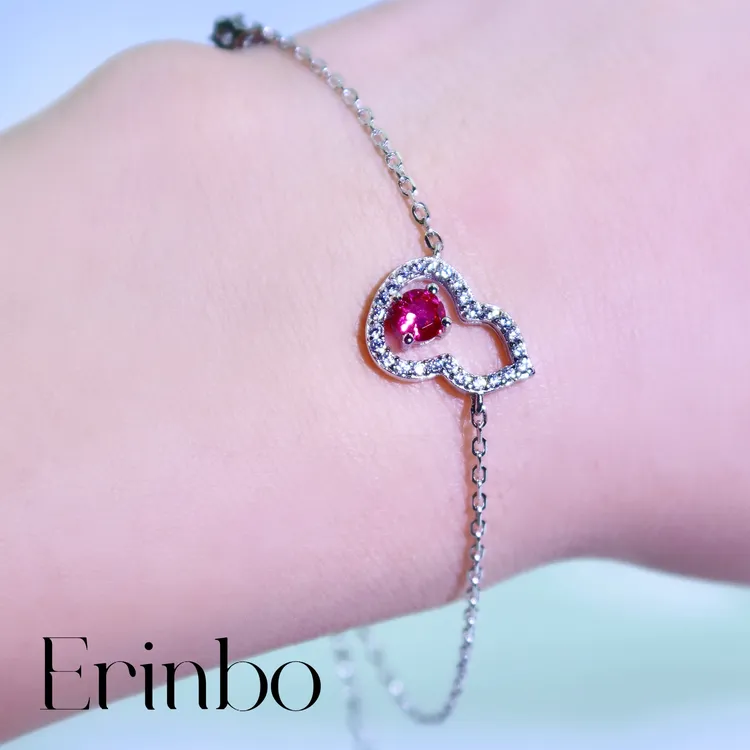 925银合成锆石手链 “幸运葫芦”S925纯银手链国风聚财安康镶红闪钻