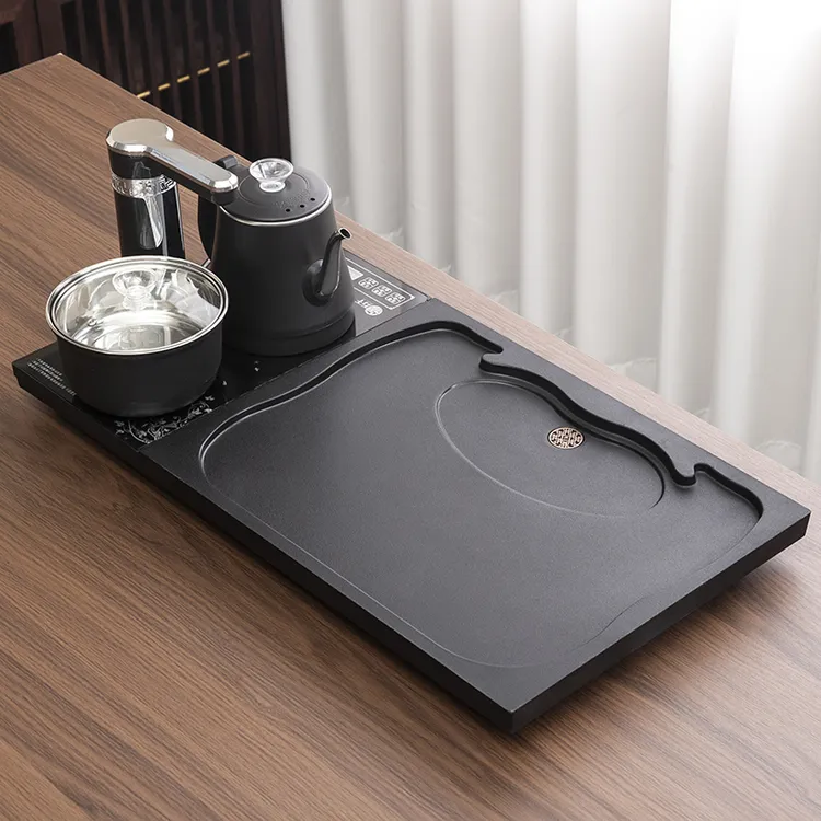 人造乌金石茶盘全自动上水烧水壶一体大茶台家用客厅茶具托盘排水