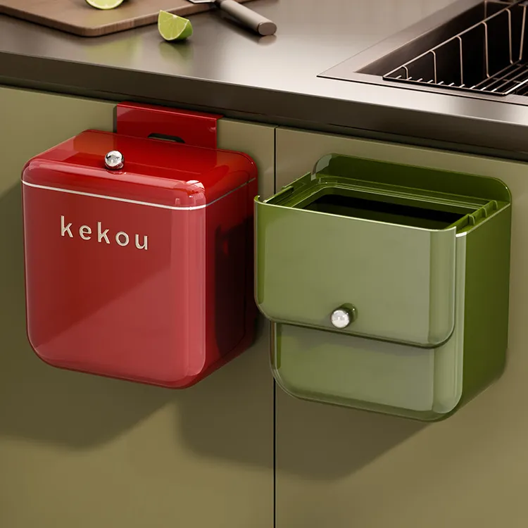 厨房垃圾桶壁挂式家用厨余橱柜门专用收纳桶复古风卫生间厕所纸篓