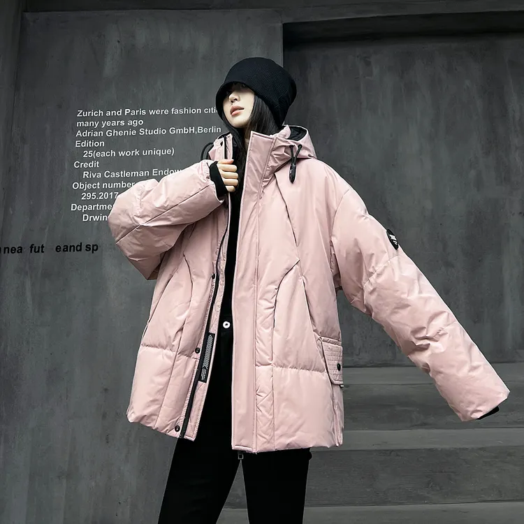 多福猫潮牌高充绒羽绒服女2025年冬季面包服时尚连帽加厚保暖外套