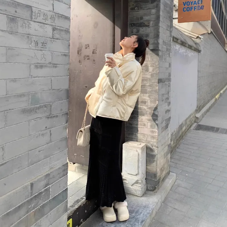 DUCURNO新中式立领羽绒服女冬季2025新款休闲气质加厚保暖短外套