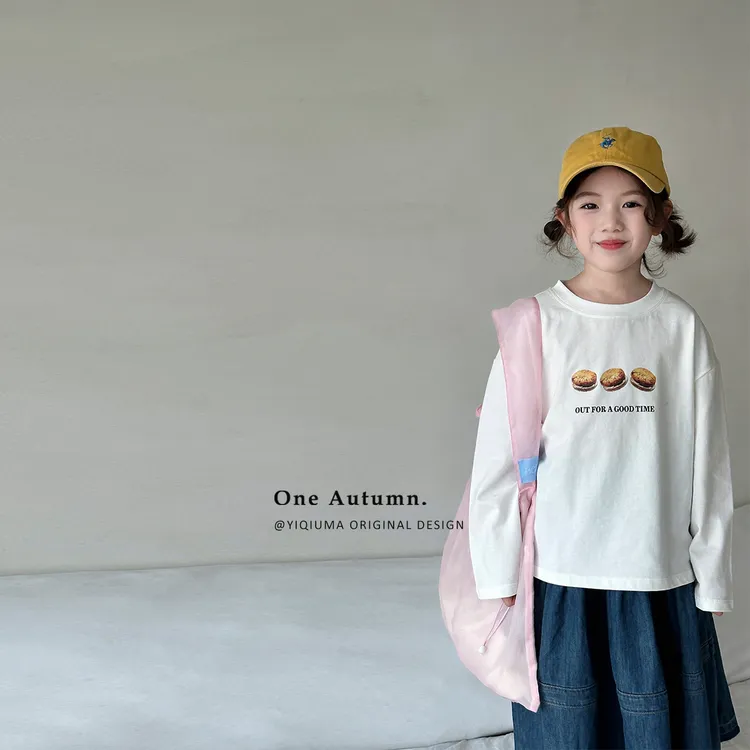 现货「壹秋.ONE AUTUMN」【假日早餐】宽松棉感印花T恤女童春季上衣