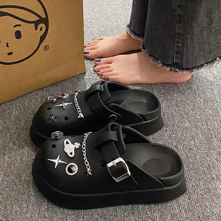Y2K厚底勃肯洞洞鞋女新款夏季外穿防滑不臭脚高级感软底包头拖鞋
