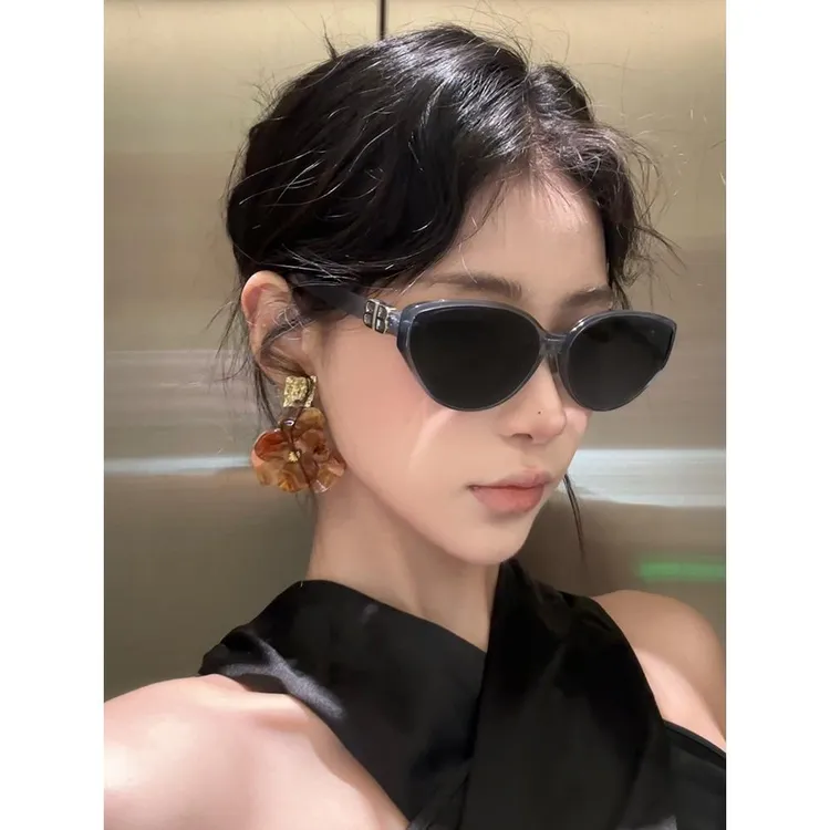 RGNAT 复古猫眼墨镜女士高级感方圆脸眼镜海边防紫外线偏光太阳镜