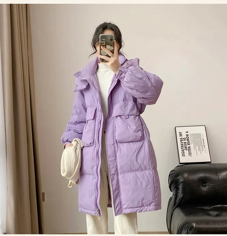 羽绒服中长款女冬季女长款鸭绒设计款收腰平湖HD轻盈蓬松冬季新款