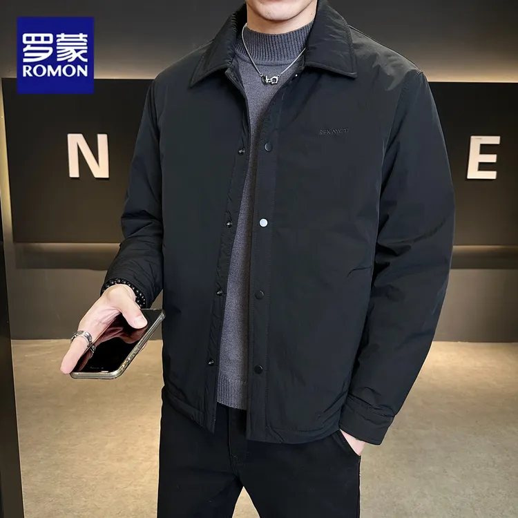 罗蒙男士轻薄翻领秋冬羽绒服时尚休闲百搭防风夹克短款潮流上衣男