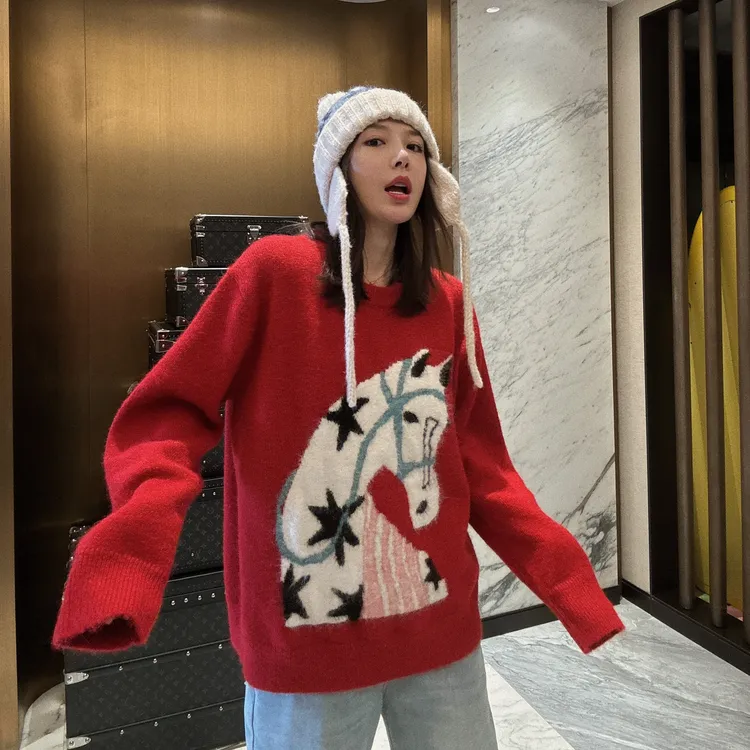 BETTER JOELAY-【星星小马】绵羊毛套头毛衣气质百搭洋气韩版LL6389