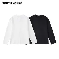 TOOTH YOUNG【虾线T恤2.0】300g纯色圆领秋季宽松长袖打底T恤
