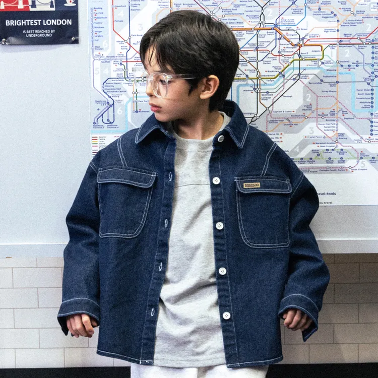 男童牛仔衬衫外套小童春季薄款痞帅上衣宝宝春秋长袖儿童衬衣春装