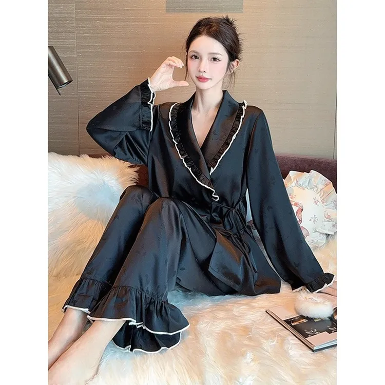 【春秋换新季】甜美可爱少女睡衣女夏季款休闲开衫长裤家居服套装