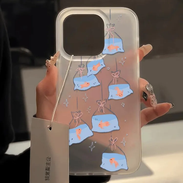 袋装金鱼适用iPhone16PROMAX手机壳苹果15苹果14/13/12/11新款女