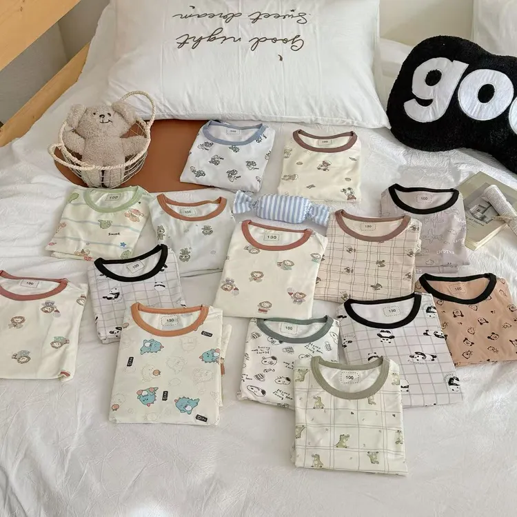 纯棉A类【抗菌】男童女童春秋莱卡无骨纯棉家居服宝宝秋衣秋裤