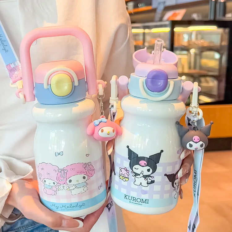 三丽鸥儿童保温杯316新款女生高颜值水杯学生双饮便携带吸管杯子