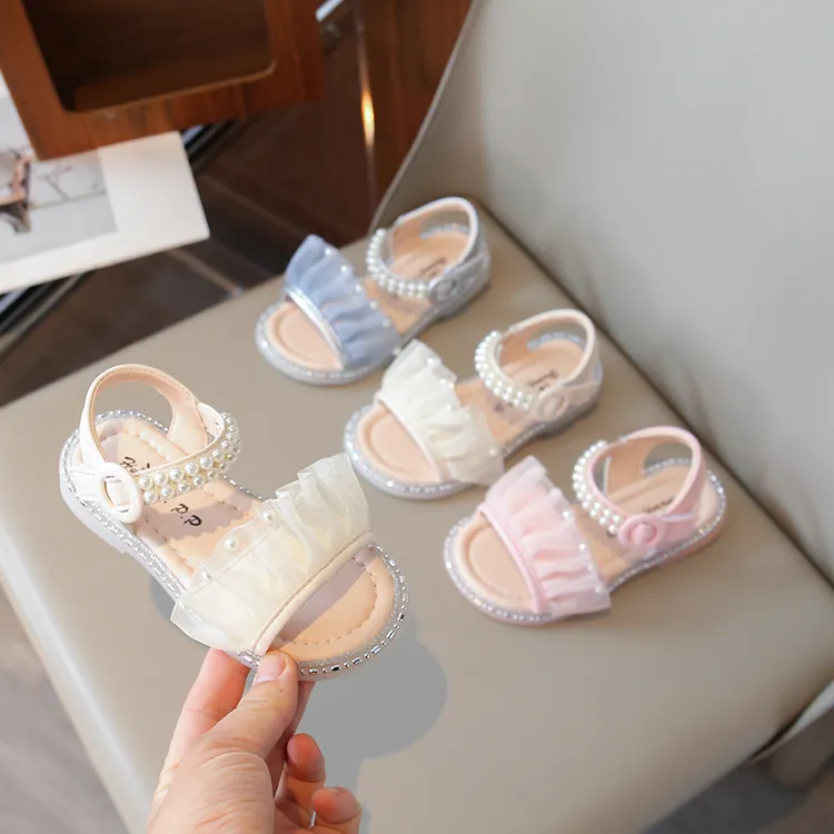 仙女风女童凉鞋2025年夏季新款网纱珍珠公主鞋韩版百搭洋气沙滩鞋