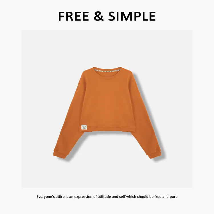 Free&Simple-‘彩色生活’极简风早秋款韩系感贴标卫衣-T100161