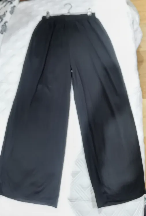 夏季薄款高腰显瘦冰丝垂感双口袋直筒阔腿裤