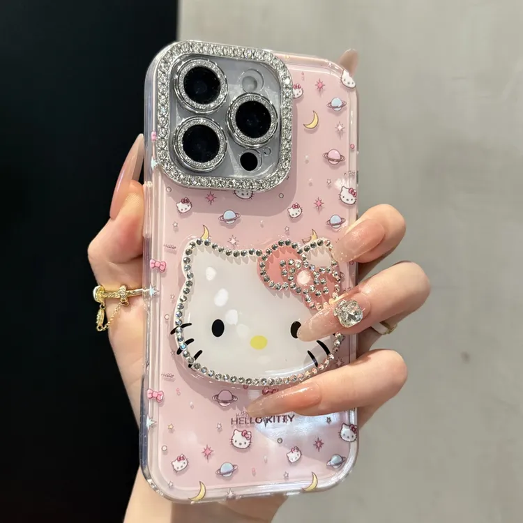 高颜值新款立体猫咪镶钻适用iPhone16promax手机壳15pro可爱14女