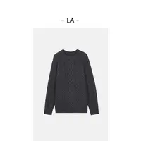 LA  慵懒风 重磅 灰色绞花 毛衣 26733