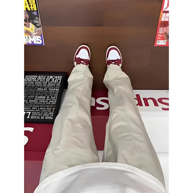 美式基础斜切百搭休闲裤男显瘦宽松直筒工装速干长裤户外冲锋裤潮