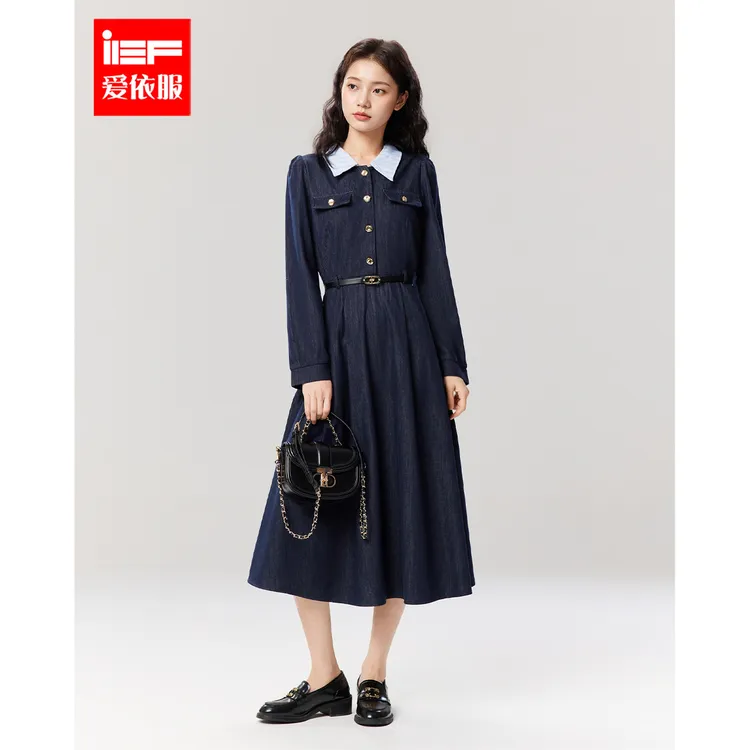 IEF/爱依服2025春季春游新款韩版优雅风气质感连衣中裙欧若风