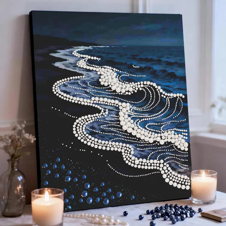 梦幻海浪DIY珍珠画结婚礼物手工自粘送好友闺蜜礼物ins风装饰画
