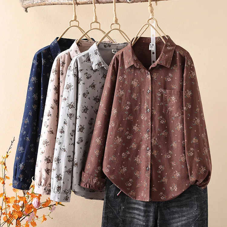 磨毛棉加厚保暖衬衫2025秋冬长袖衬衫时尚减龄百搭开衫上衣85160