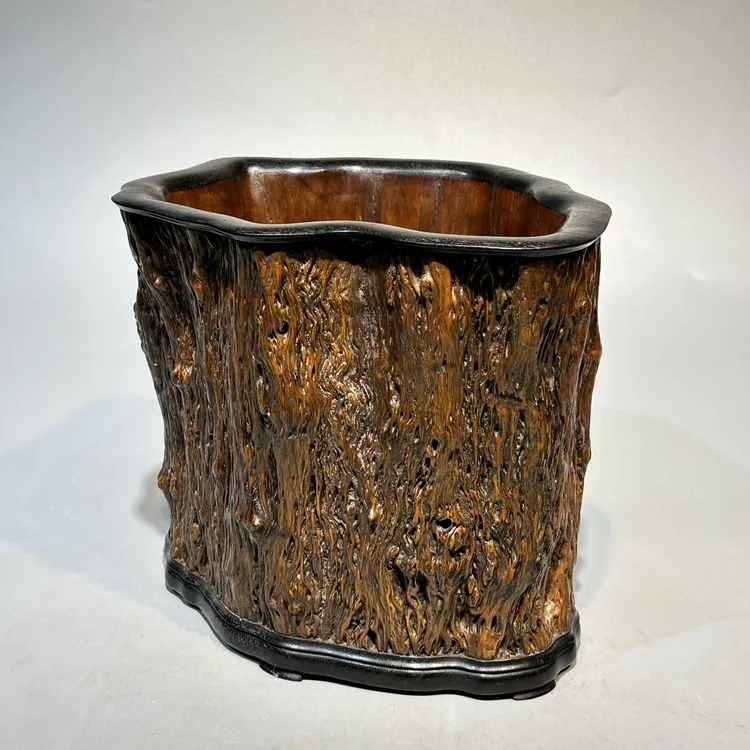 典藏京城老赵木器【笔筒】海南黄花梨文房雅玩古典家具精品收藏