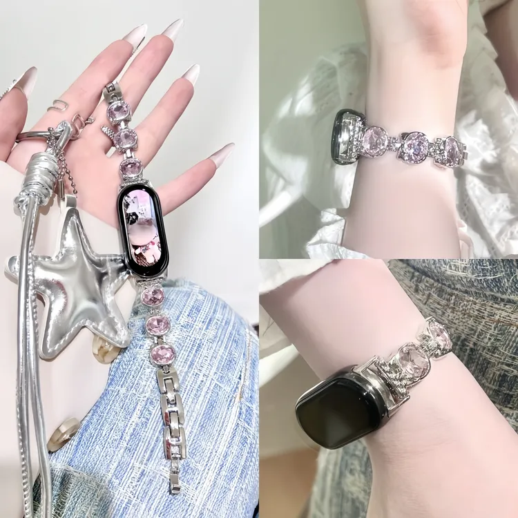 新款夏季-kitty猫适用小米手环10/9NFC陶瓷版876闪钻链条ins表带