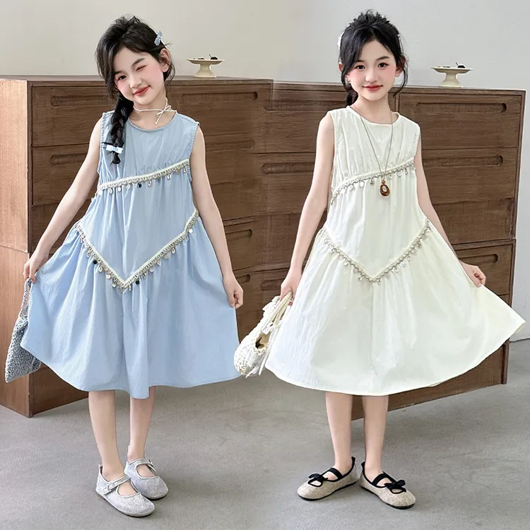 女童夏装波西米亚无袖连衣裙2025新款儿童背心裙中大童流苏公主裙