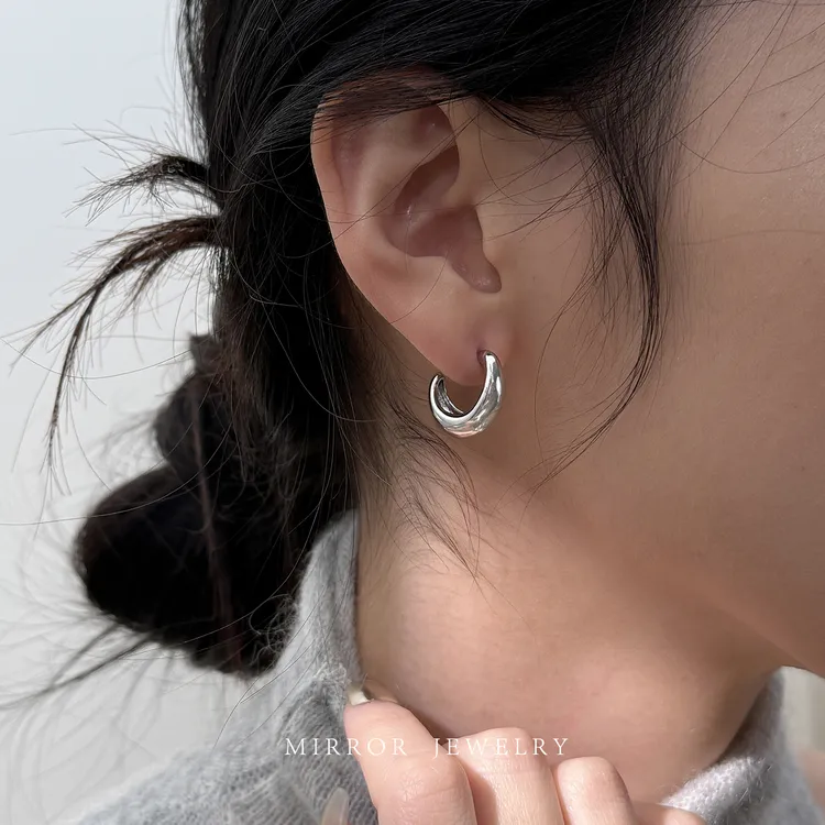 小麋人 925银耳饰 CE9639耳钉C形女耳环耳饰银针创意气质高级感新