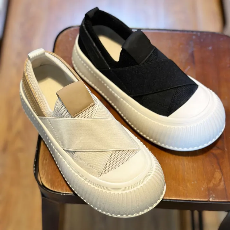 35-43码 小白鞋41增高透气软底帆布鞋一脚蹬厚底软底板鞋大码女鞋