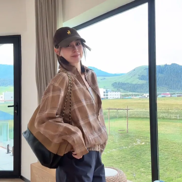 【格纹亚麻外套】亚麻 ZYWT57105早秋新款复古高级老钱风外套