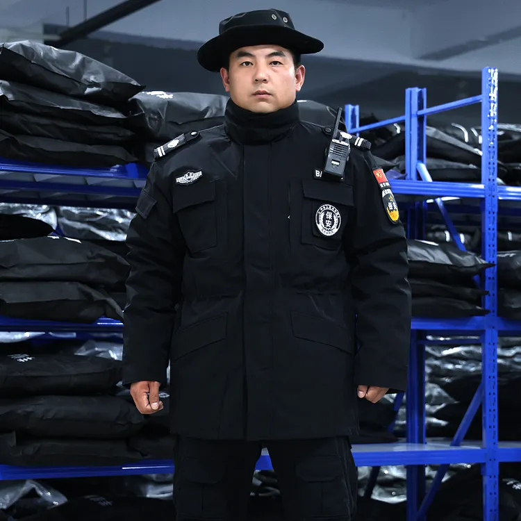 2025新款冬安保大衣执勤棉服户外防寒可拆卸羊绒物业棉服男女加厚