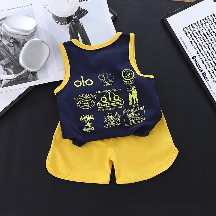 男童背心套装2025新款宝宝无袖短裤运动两件套儿童洋气夏季衣服潮