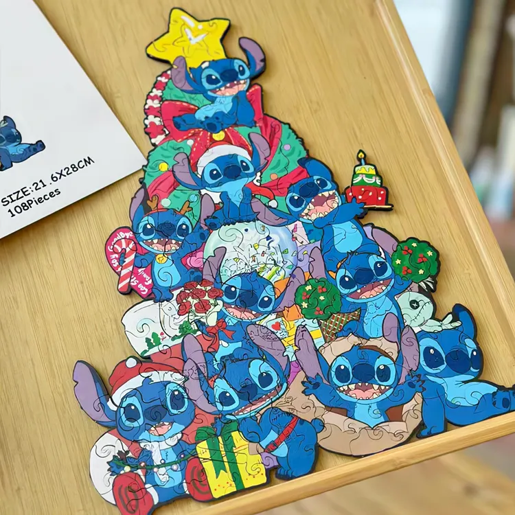 圣诞史迪仔拼图木质异形拼装模型3d立体拼图解压益智玩具创意礼物