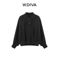 W.Diva【巡航者】秋季黑色棒球领长袖夹克百搭慵懒风外套51C221251