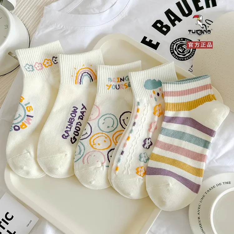 TUCANO纯棉防臭袜子女士短袜纯春夏季薄款可爱日系甜美低帮短筒