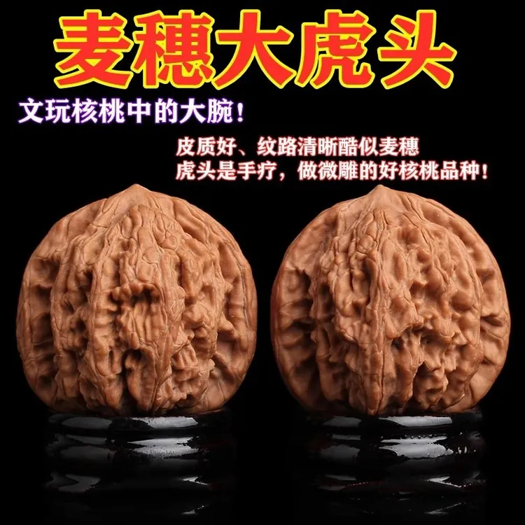 麦穗虎头文玩核桃纯天然原色精品收藏级手把件
